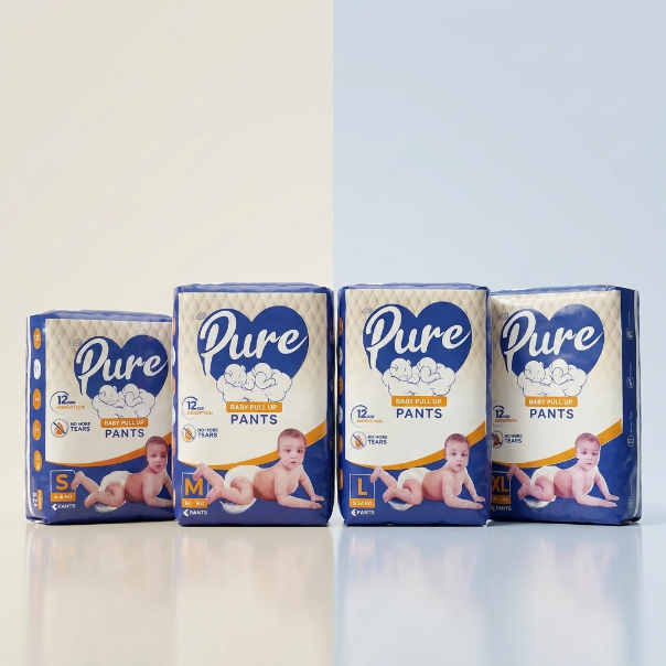 Pure Baby Pull-up diaper Nepal available in S M L XL sizes anti-rash