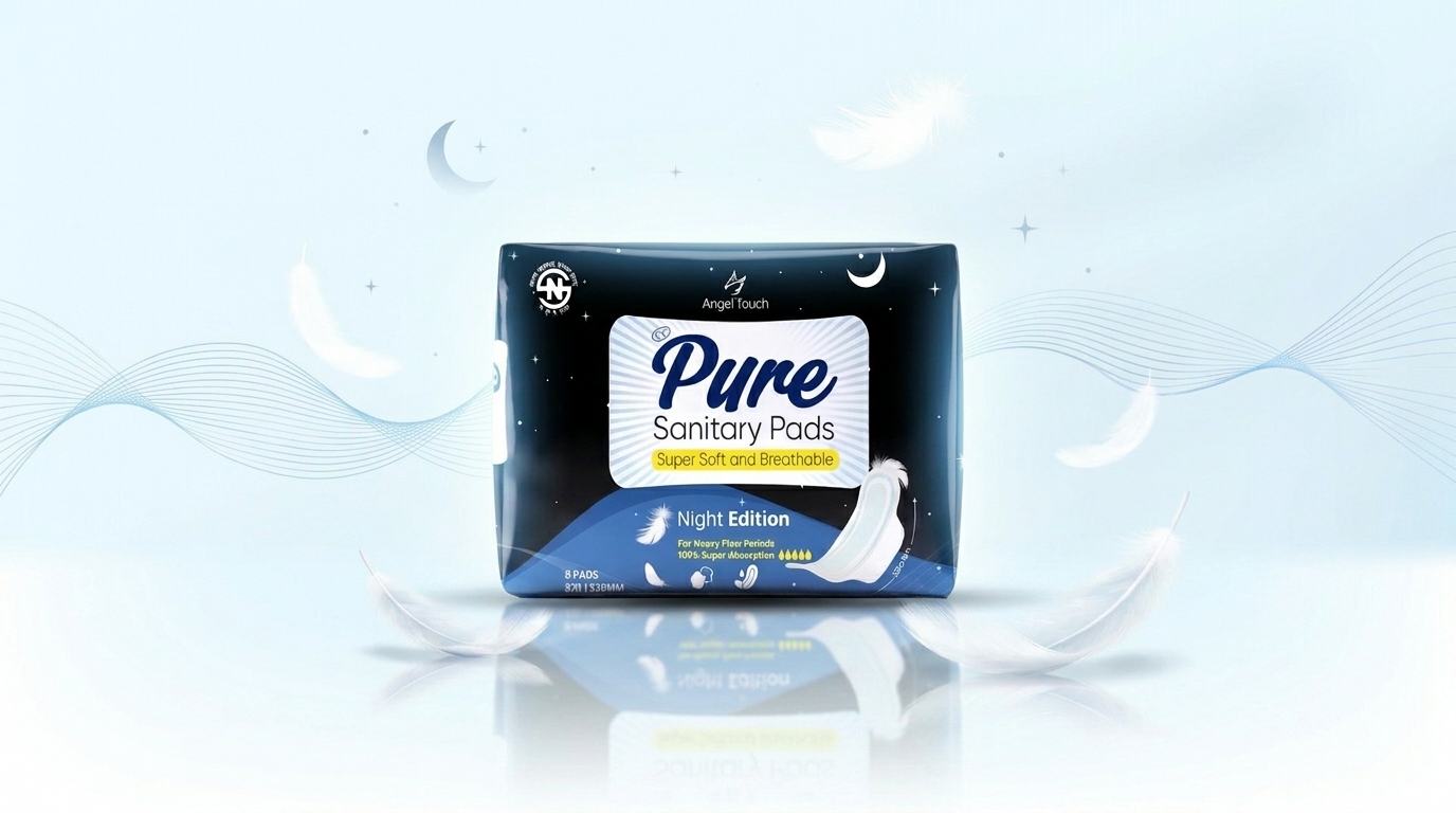 Pure Night Edition overnight sanitary pad — extra-long design for heavy flow overnight period protection