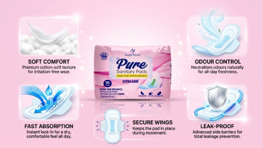PURE Extra Care XL 290mm ultra thin daytime sanitary pad advanced SAP paper core and antibacterial anion chip technology