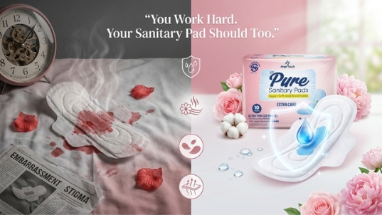 Pure 290mm ultra-thin sanitary pads with wings — full-day leak protection and comfort for active women in Nepal