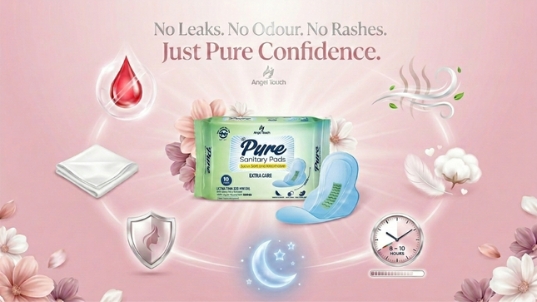 Pure Extra Care extra-long overnight sanitary pad for heavy flow — maximum protection while you sleep, by Angel Touch Hygiene Nepal
